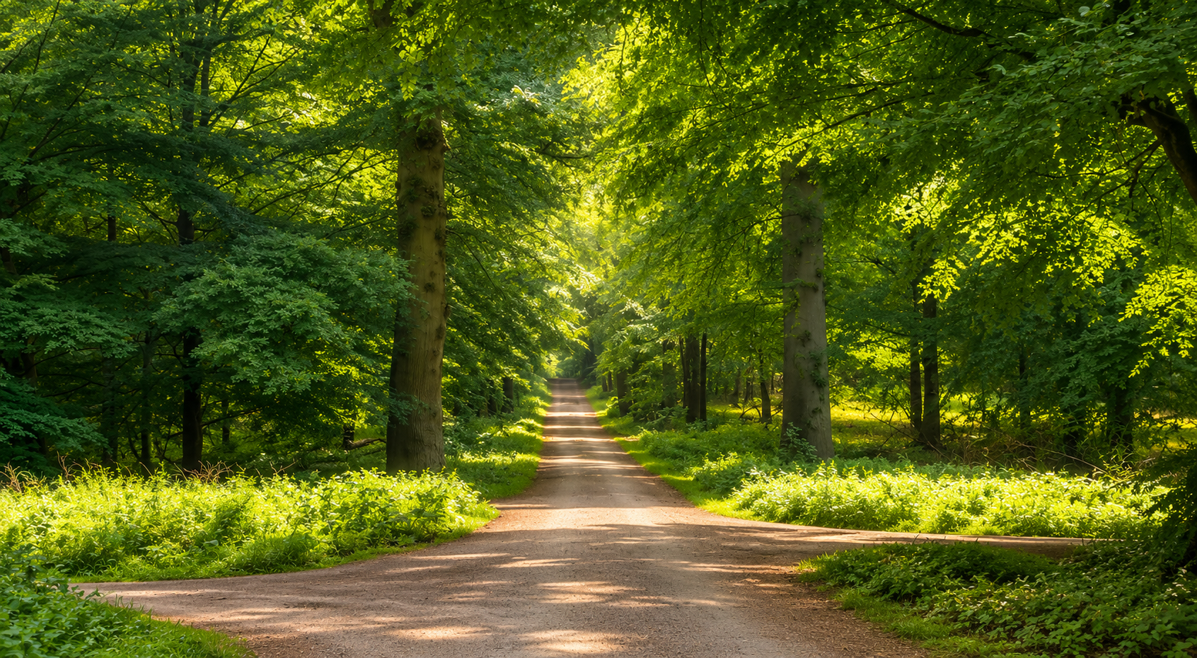 Chemin lumineux dans la forêt de Soignes